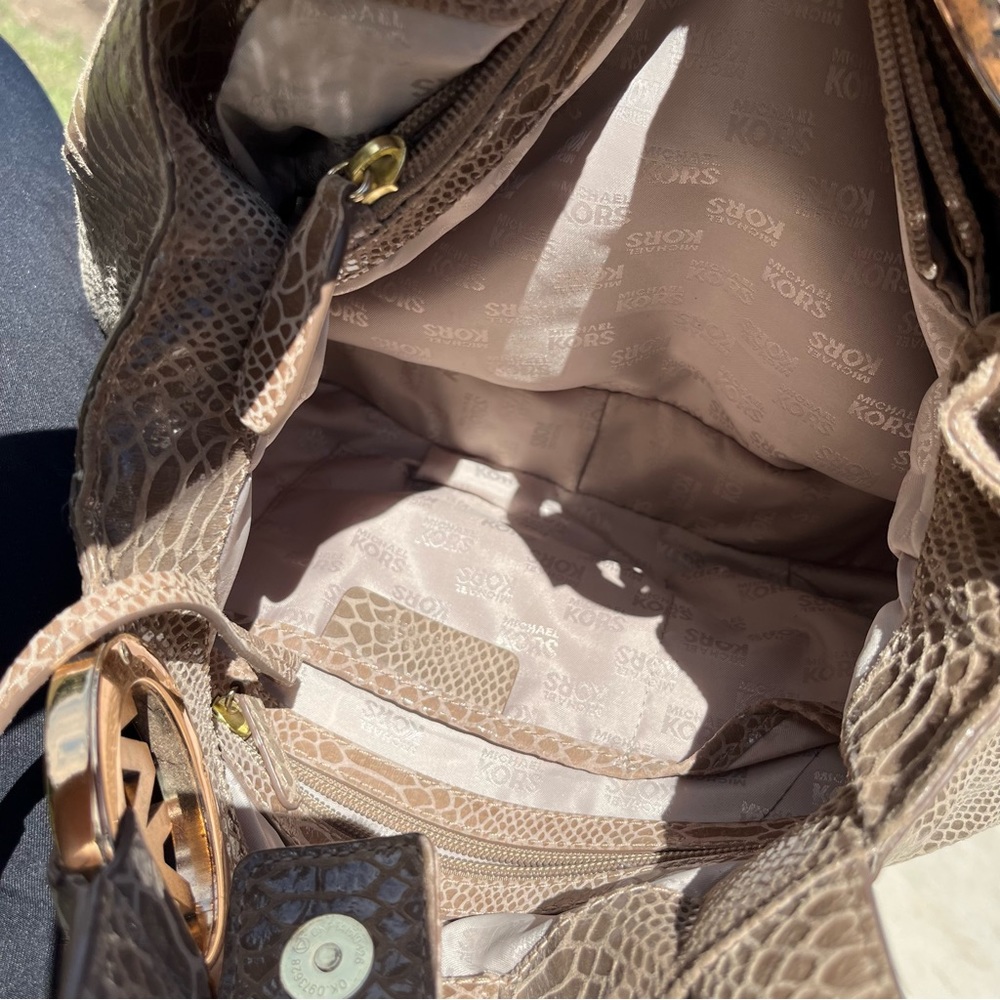 Michael Kors Tan Python Leather Double Handle Bag… - image 5